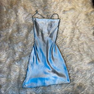 White Fox slip dress, size small, light blue and silver